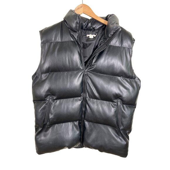 Good American Jackets & Blazers - Good American faux leather puffy vest, black size M/L‎ medium large puffer